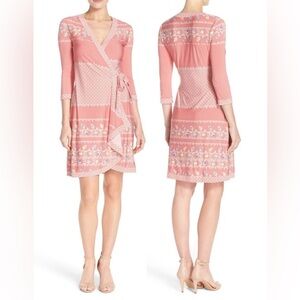 BCBGMAXAZRIA pink/coral Adele wrap dress in size Small